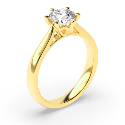 Round Yellow Gold Crown Setting Engagement Rings