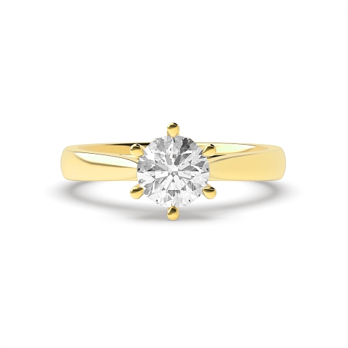 Round Yellow Gold Crown Setting Engagement Rings