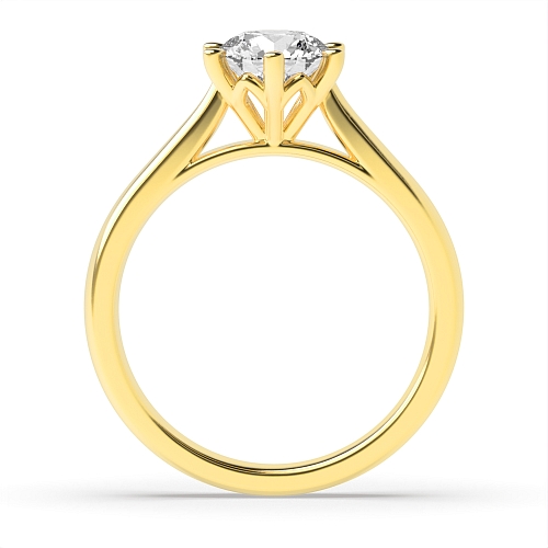 Round Yellow Gold Crown Setting Engagement Rings