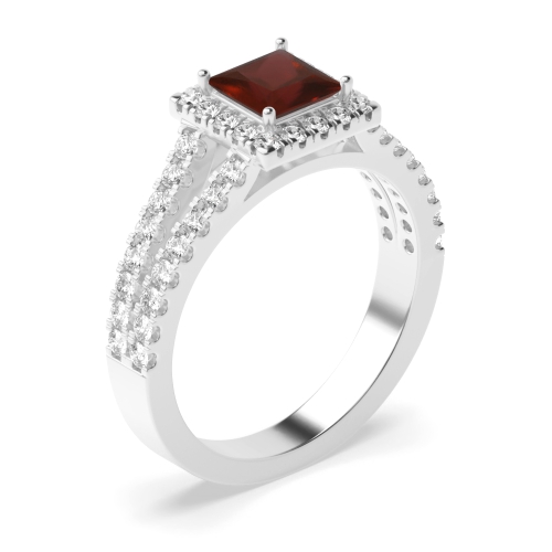 4 Prong Setting Princess Shape U Prong Set Halo Diamond Engagement Rings