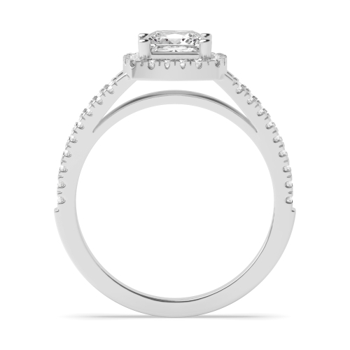 4 Prong Princess Split Shank Halo Engagement Ring