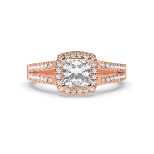 4 Prong Princess Rose Gold Split shank Engagement Rings