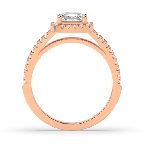 4 Prong Princess Rose Gold Split shank Engagement Rings