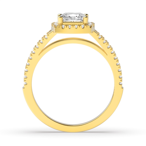 4 Prong Princess Yellow Gold Split shank Engagement Rings