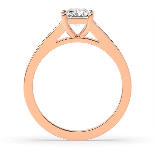 4 Prong Radiant Rose Gold tapering Up Shoulder Engagement Rings
