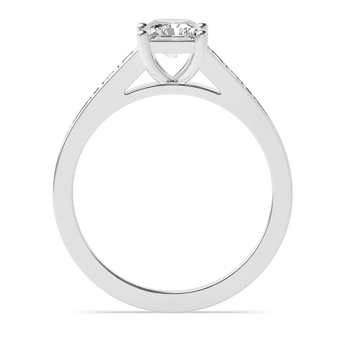 4 Prong Radiant tapering Up Shoulder Side Stone Engagement Rings