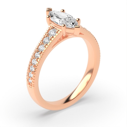 4 Prong Marquise Rose Gold Tapered up shoulder Engagement Rings