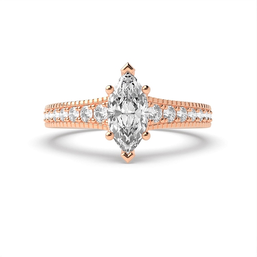 4 Prong Marquise Rose Gold Tapered up shoulder Engagement Rings