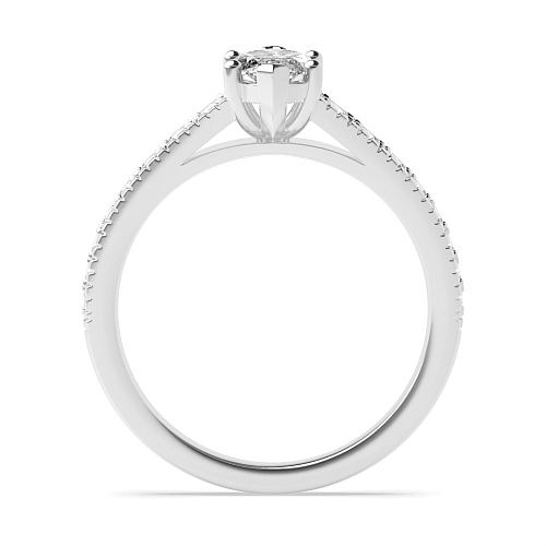 4 Prong Marquise Silver Tapered up shoulder Side Stone Engagement Rings
