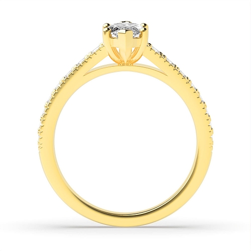 4 Prong Marquise Yellow Gold Tapered up shoulder Engagement Rings