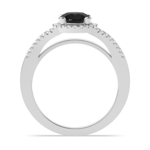 4 Prong Round Three row Black Diamond Engagement Rings