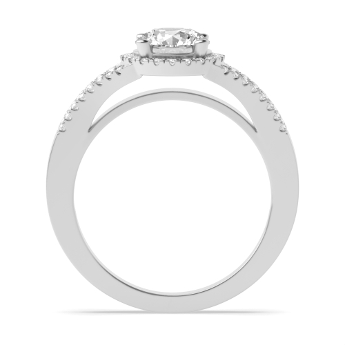 4 Prong Round Three row Side Stone Engagement Rings