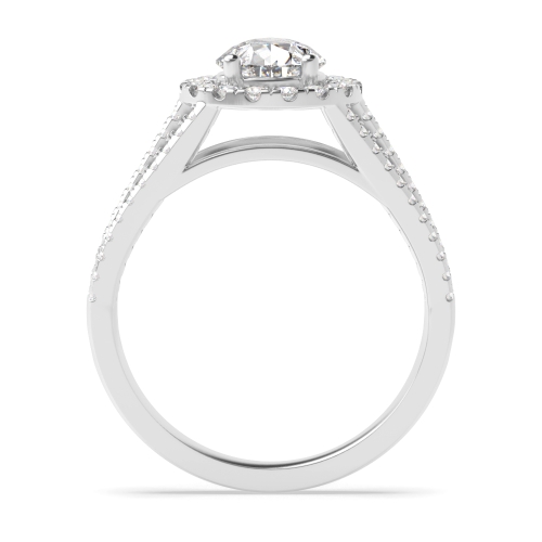 Prong Pear Three Row Halo Engagement Ring