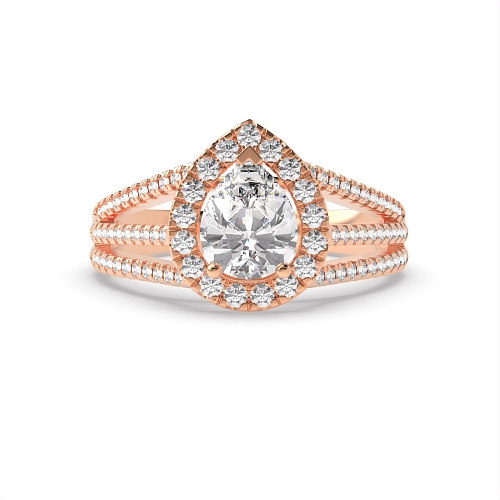 Prong Pear Rose Gold Three row Engagement Rings