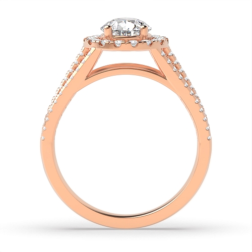 Prong Pear Rose Gold Three row Engagement Rings