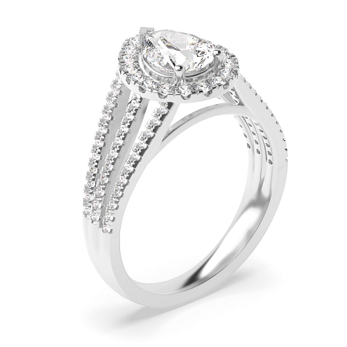Prong Pear Three row Engagement Rings