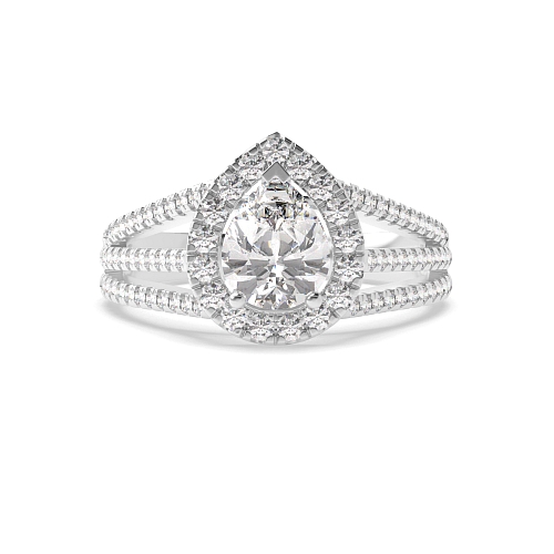 Prong Pear Three row Engagement Rings