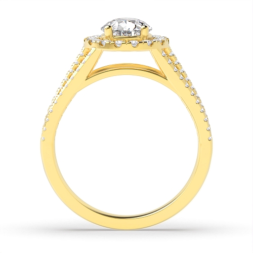 Prong Pear Yellow Gold Three row Engagement Rings