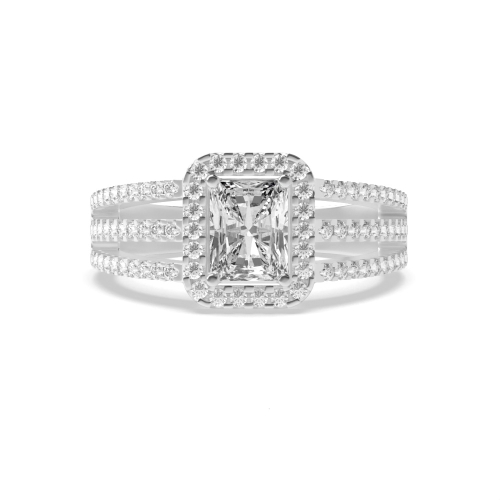 4 Prong Radiant Platinum Halo Engagement Ring