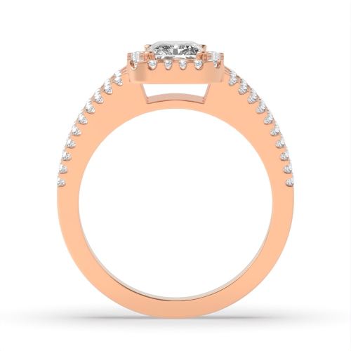 4 Prong Radiant Rose Gold Three row Engagement Rings