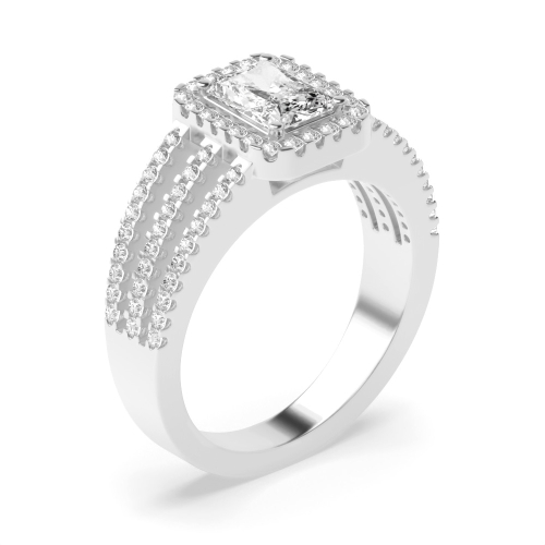 4 Prong Radiant Three row Engagement Rings