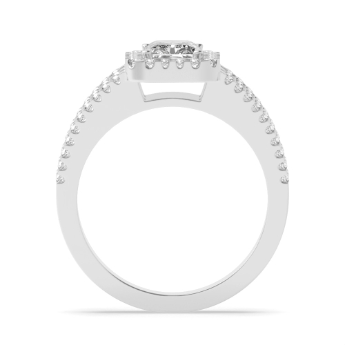 4 Prong Radiant Three row Engagement Rings