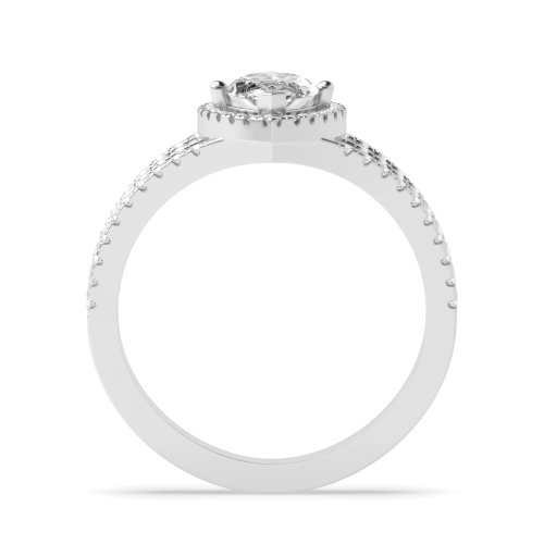 4 Prong Marquise Three Row Halo Engagement Ring