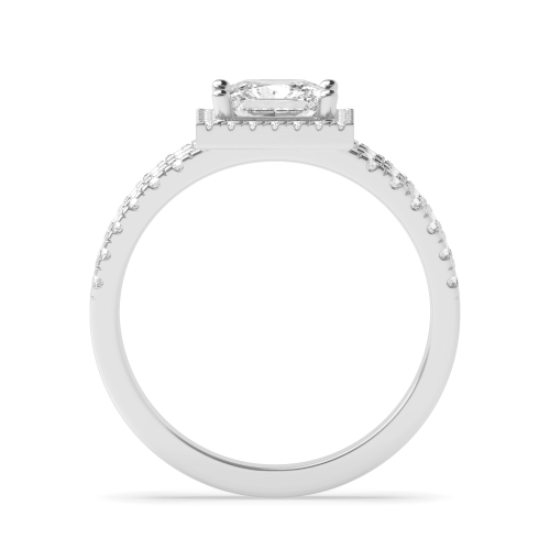 4 Prong Princess Three Row Halo Engagement Ring