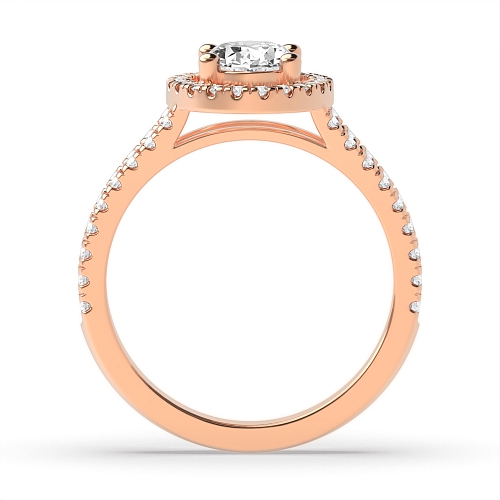 4 Prong Rose Gold Two row Halo Engagement Rings