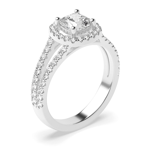 Cushion Two row Halo Engagement Rings