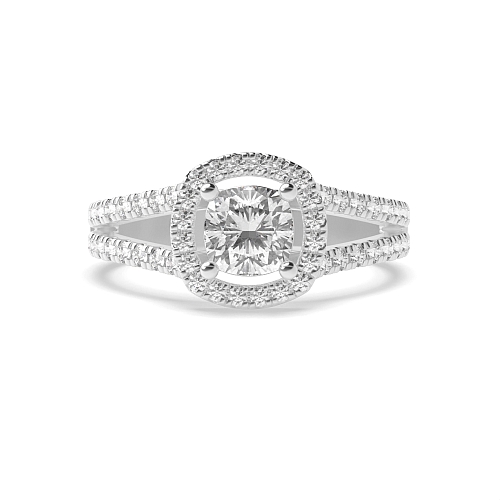 Cushion Two row Halo Engagement Rings