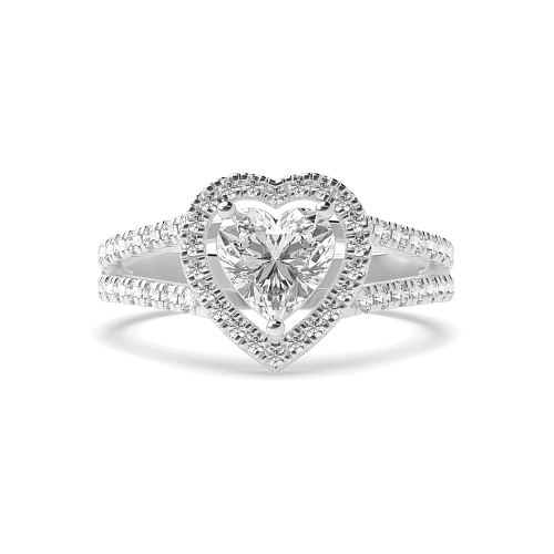 Prong Heart Two row Engagement Rings