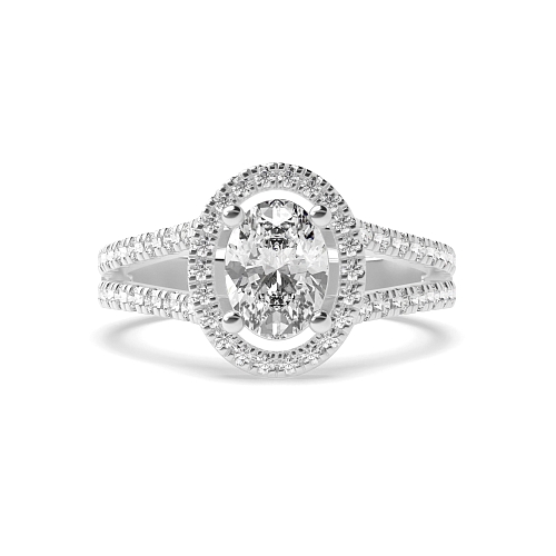 4 Prong Two row Halo Engagement Rings