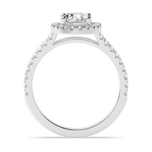 4 Prong Two row Halo Engagement Rings