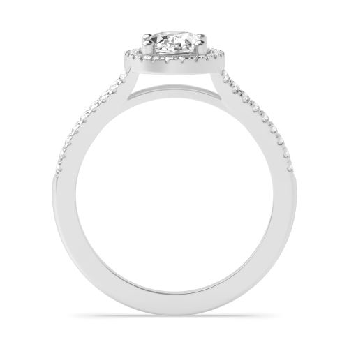 4 Prong Oval Platinum Two Row Halo Engagement Ring