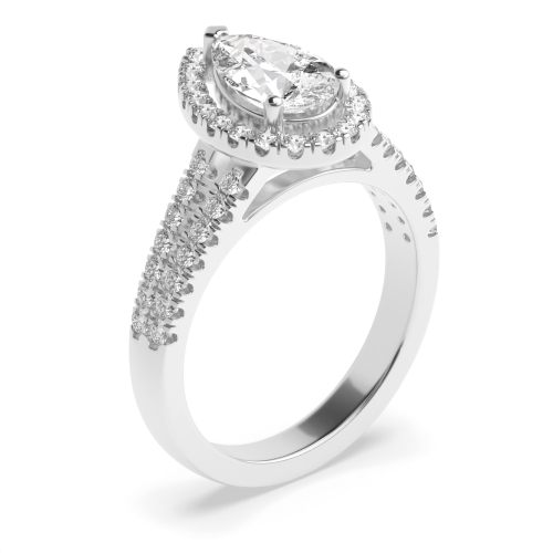 4 Prong Pear Halo Engagement Rings