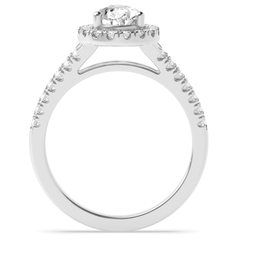 Prong Pear Two Row Halo Engagement Ring
