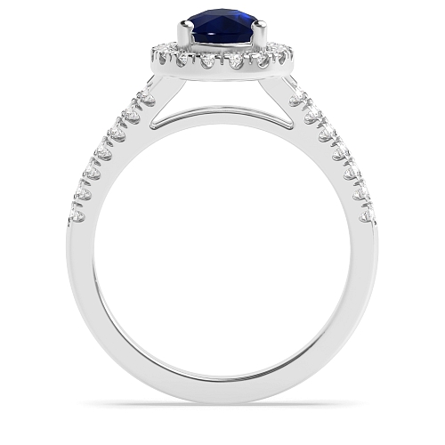 Prong Pear Two row Blue Sapphire Engagement Rings