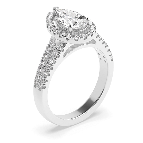 Prong Pear Two row Halo Engagement Rings