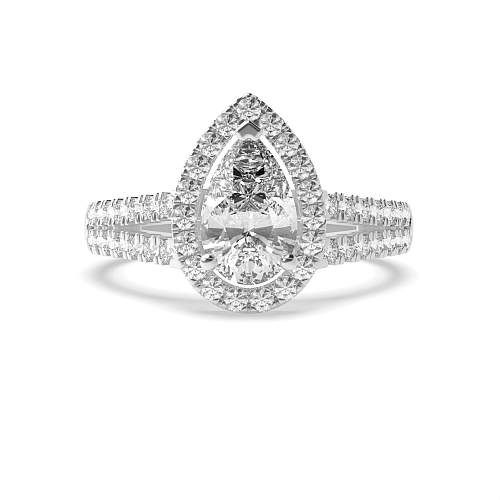 Prong Pear Two row Halo Engagement Rings