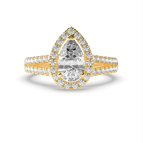 Prong Pear Yellow Gold Two row Engagement Rings