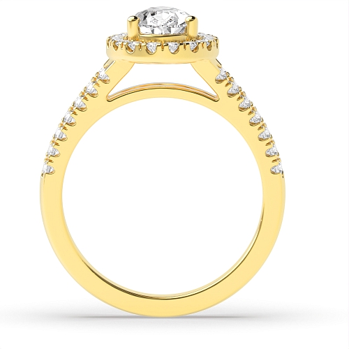 Prong Pear Yellow Gold Two row Engagement Rings