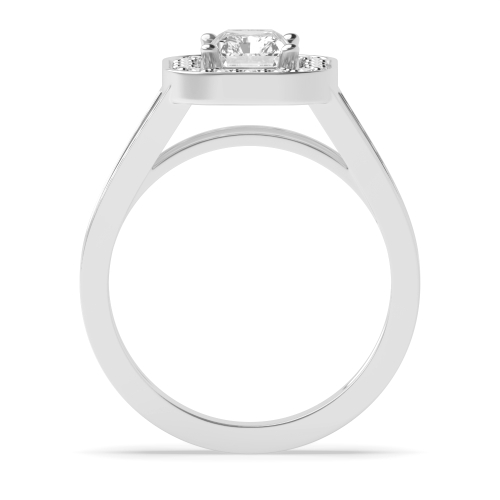 4 Prong Radiant Two Row Halo Engagement Ring