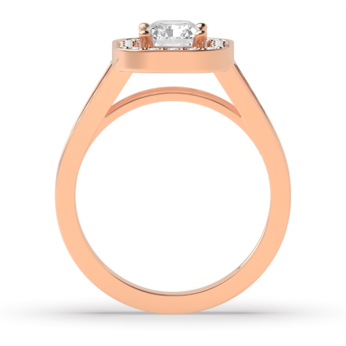 4 Prong Radiant Rose Gold Two row Vintage Wedding Engagement Rings