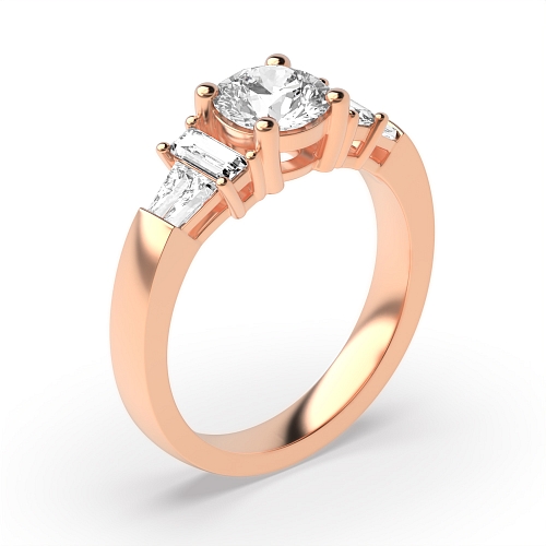 4 Prong Round Rose Gold Unique Engagement Rings