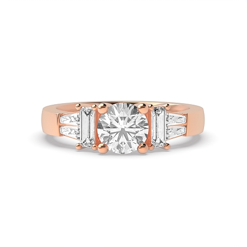 4 Prong Round Rose Gold Unique Engagement Rings