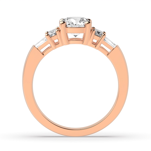 4 Prong Round Rose Gold Unique Engagement Rings