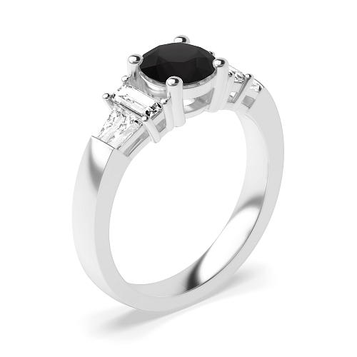 4 Prong Round Unique Black Diamond Engagement Rings