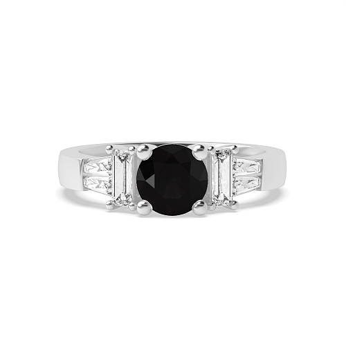 4 Prong Round Unique Black Diamond Engagement Rings