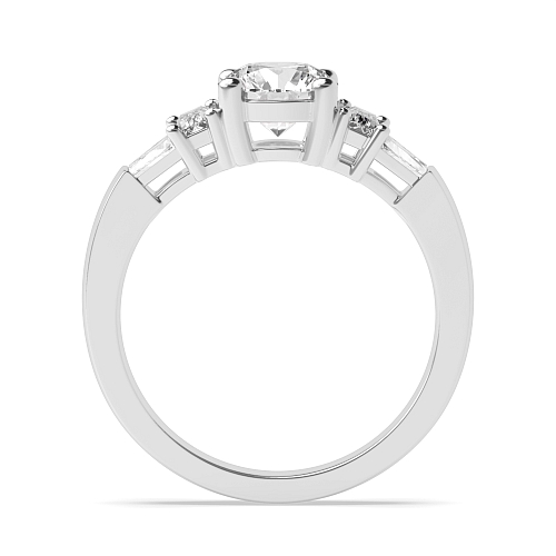 4 Prong Round Unique Side Stone Engagement Rings